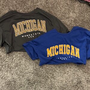 SHEIN Michigan Graphic Tees - Blue and Black